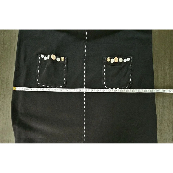 Bechamel Black Cotton Maxi Jumper Dress Button Pockets Large Lagenlook Boho - Picture 5 of 7